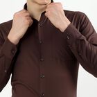 Men's Rich Chocolate Brown Slim Fit Formal Shirt, भूरा, small image number null
