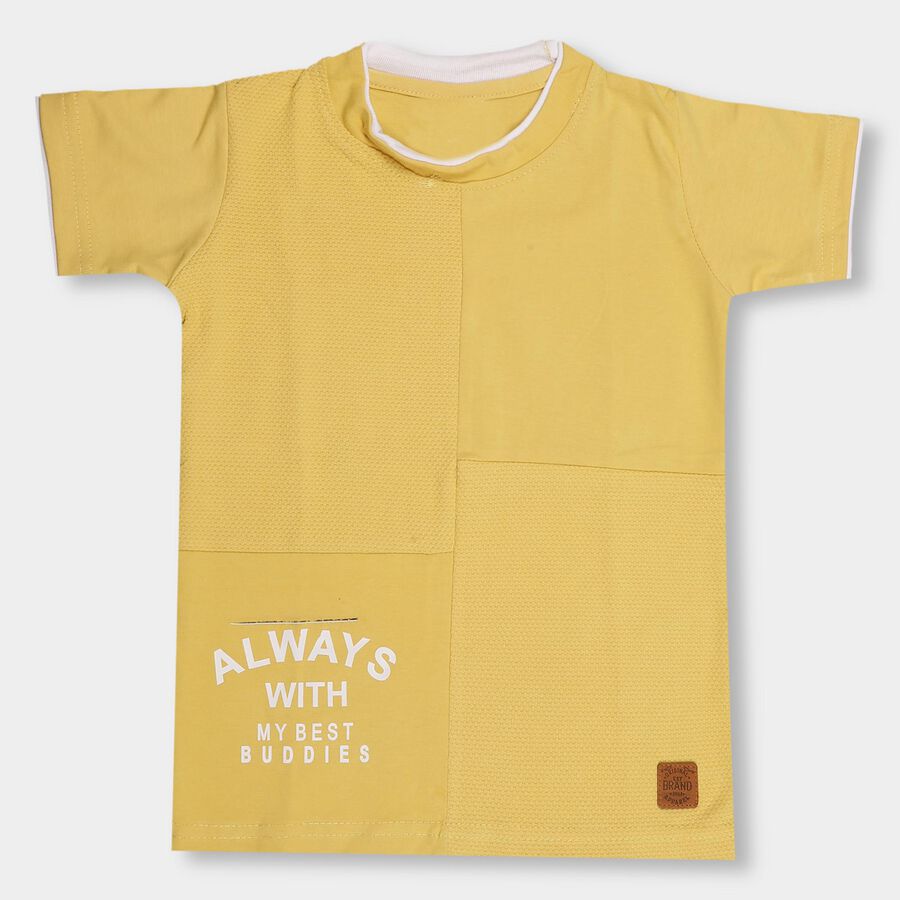 Boys' 100% Cotton Half Sleeves T-Shirt, Mustard, large image number null