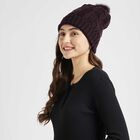 Solid Pom Pom Winter Cap, Brown, small image number null