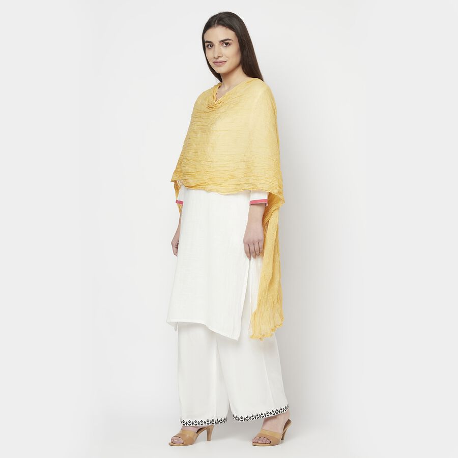Solid Crinkled Dupatta, Beige, large image number null