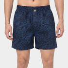 Men's Navy Blue Relaxed Fit Printed Boxers, गहरा नीला, small