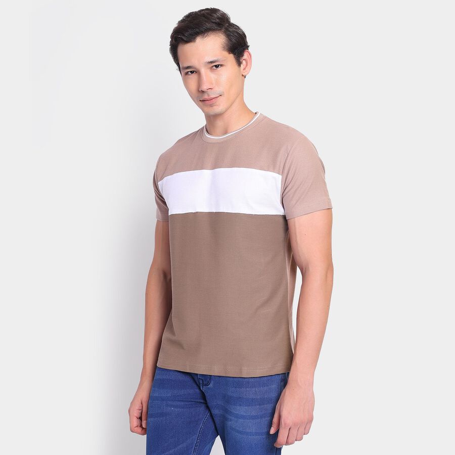 Men's100% Cotton Round Neck Half Sleeves T-Shirt, भूरा, large image number null