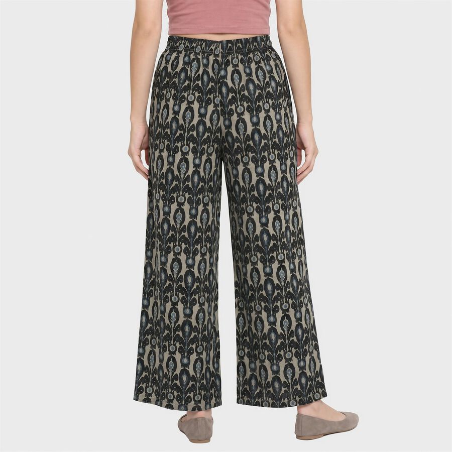 Ladies' Cream Regular Fit Printed Palazzos, Off White, large