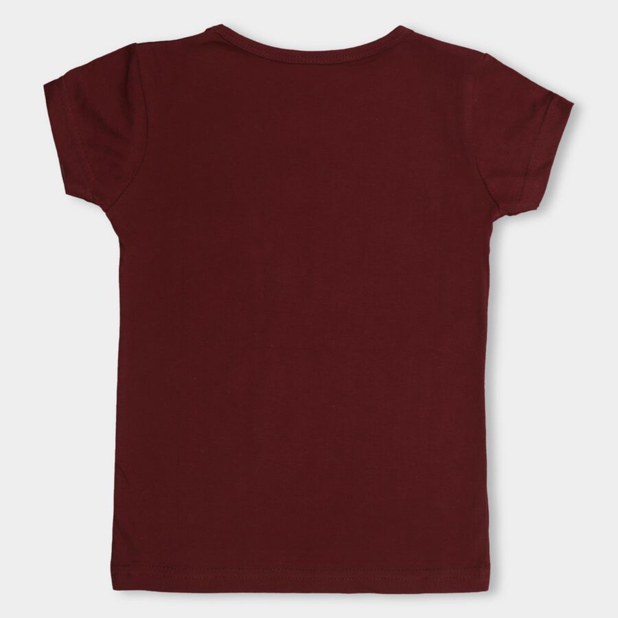 Girls' 100% Cotton T-Shirt, वाइन, large image number null