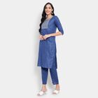 Embroidered Kurta, Navy Blue, small image number null