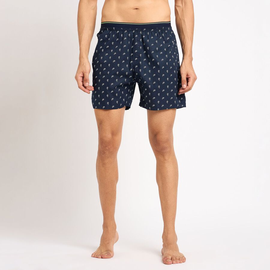 Men's 100% Cotton Boxers , नेवी ब्लू, large