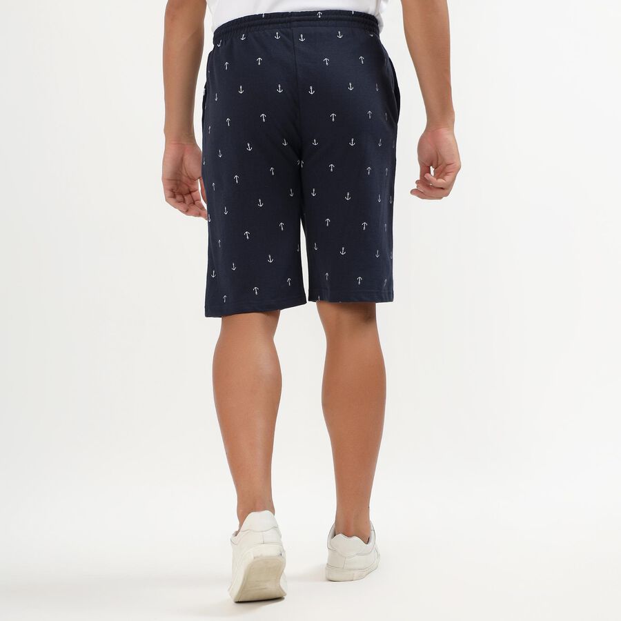 Men's Dark Navy Blue Relaxed Fit Anchor Printed Jamaican Shorts, Navy Blue, large image number null