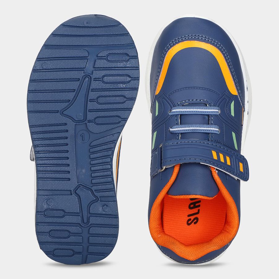 Boys' Blue Velcro Strap Sneakers, नीला, large
