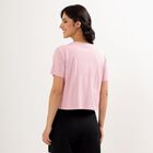 Women's Soft Pink Cotton Round Neck Crop T-Shirt, Pink, small