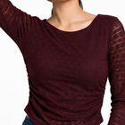 Women's Wine Round Neck Regular Top, वाइन, small