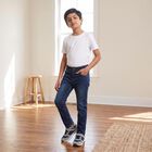 Boys Blue Straight Fit Washed Jeans, Mid Blue, small
