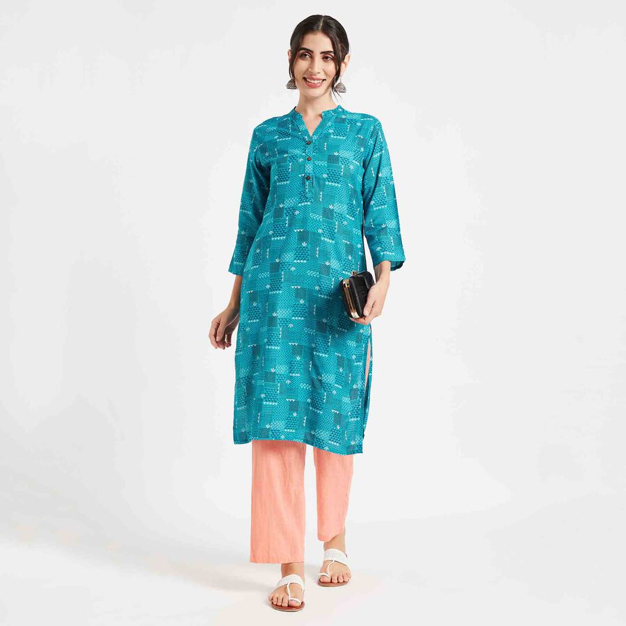 Printed Kurta, Mid Blue, large image number null