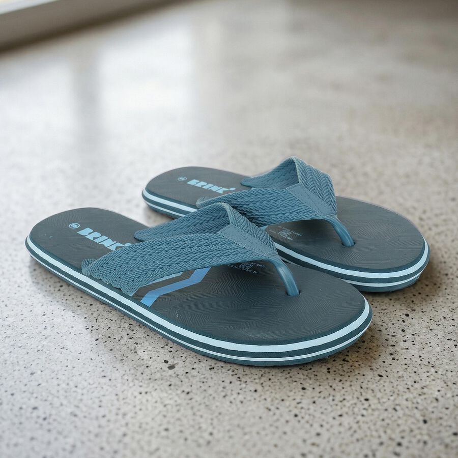 Men's Blue Slip-On Flip-Flops, नीला, large