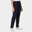 Girls' Navy Cotton Blend Solid Pyjama, Navy Blue, small