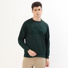 Men's Dark Forest Green Crew Neck Casual Sweatshirt, गहरा हरा, small image number null