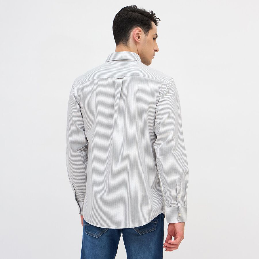 Men's Light Grey Cotton Button Down Slim Fit Casual Shirt, हल्का ग्रे, large image number null