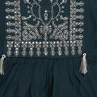 Girls' Deep Teal Embroidered Kurta and Pants Fusion Set, टील ब्लू, small image number null