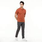 Men's Rust Polo Neck Polo T-Shirt, Rust, small