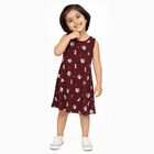Girls' Maroon Printed Sleeveless A-Line Frock, Wine, small image number null