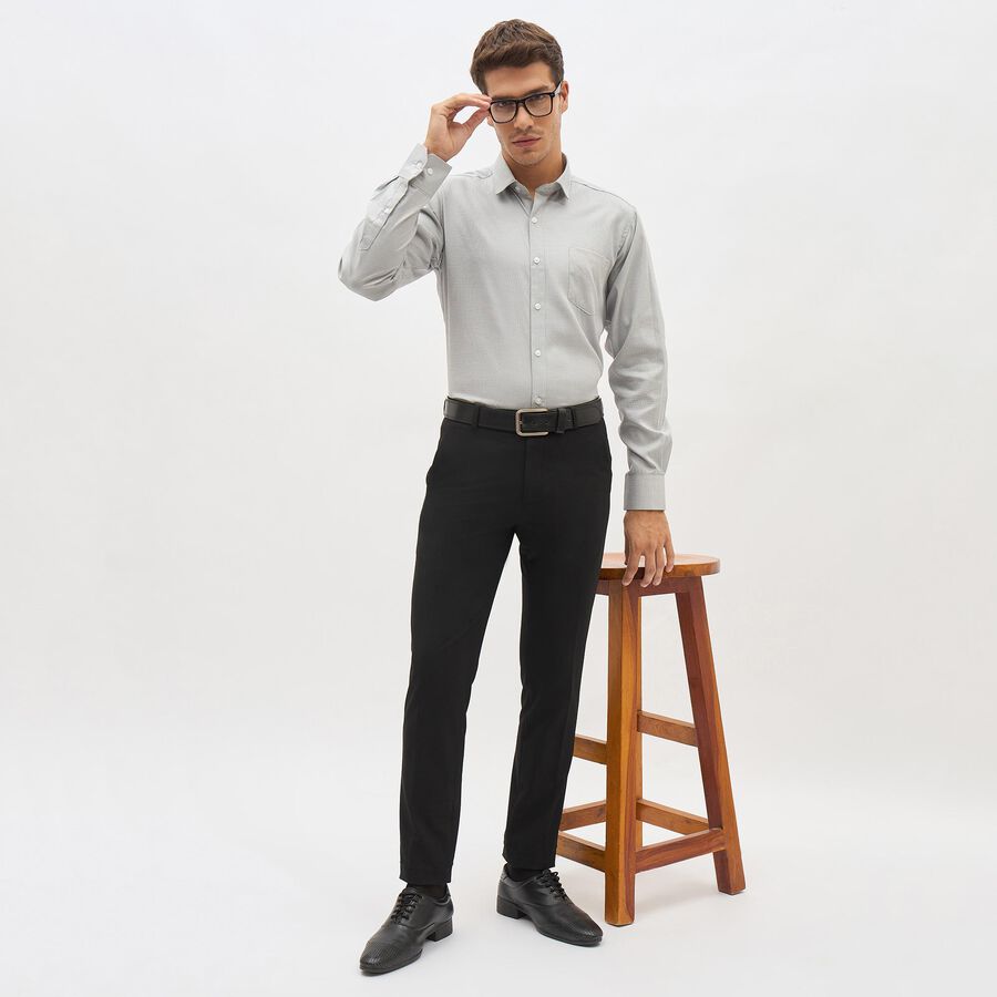 Men's Light Grey Slim Fit Classic Shirt, हल्का ग्रे, large image number null