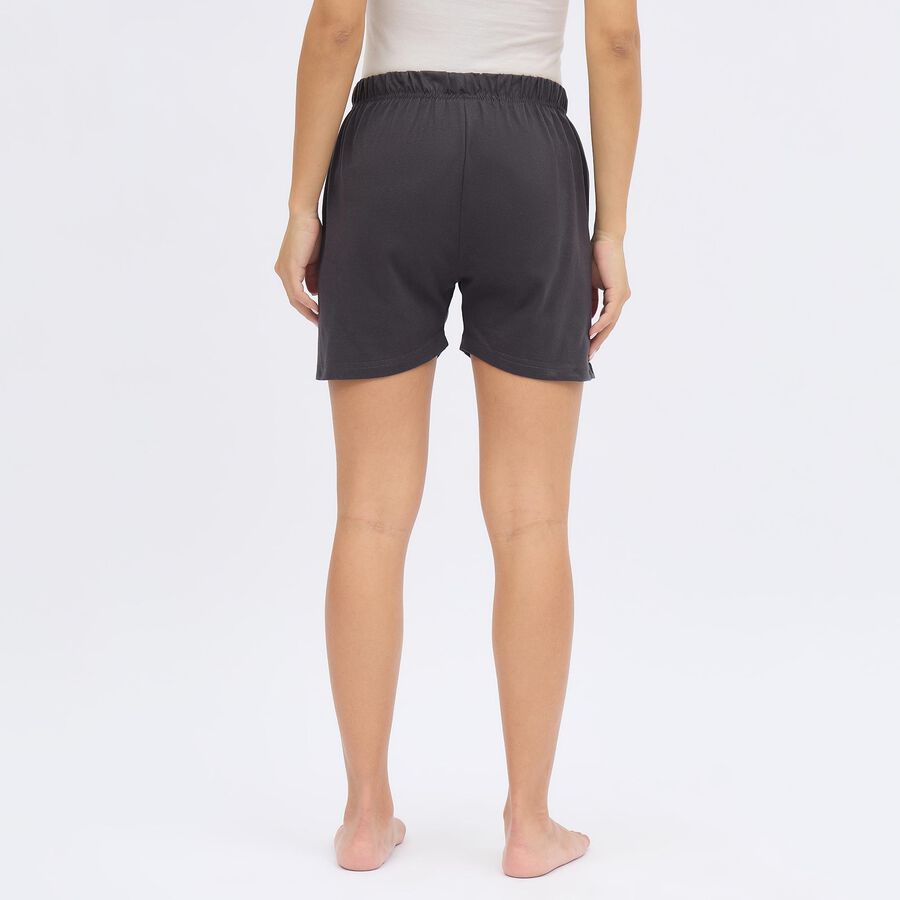 Ladies' Charcoal Black Elastic Waist Basic Shorts, Charcoal, large image number null