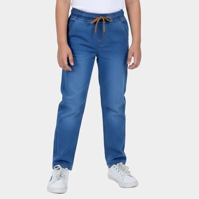 Boys Light Blue Straight Fit Drawstring Waist Jeans