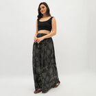 Women's Jet Black Printed Flared Ethnic Maxi Skirt, Light Grey, small image number null