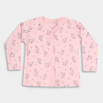 Infants' Light Pink Cotton V-Neck Casual T-Shirt