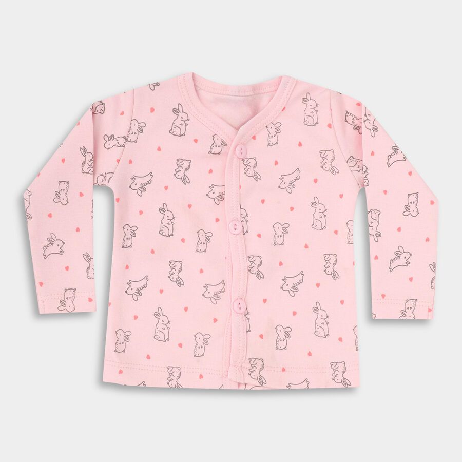 Infants' Light Pink Cotton V-Neck Casual T-Shirt, Light Pink, large image number null