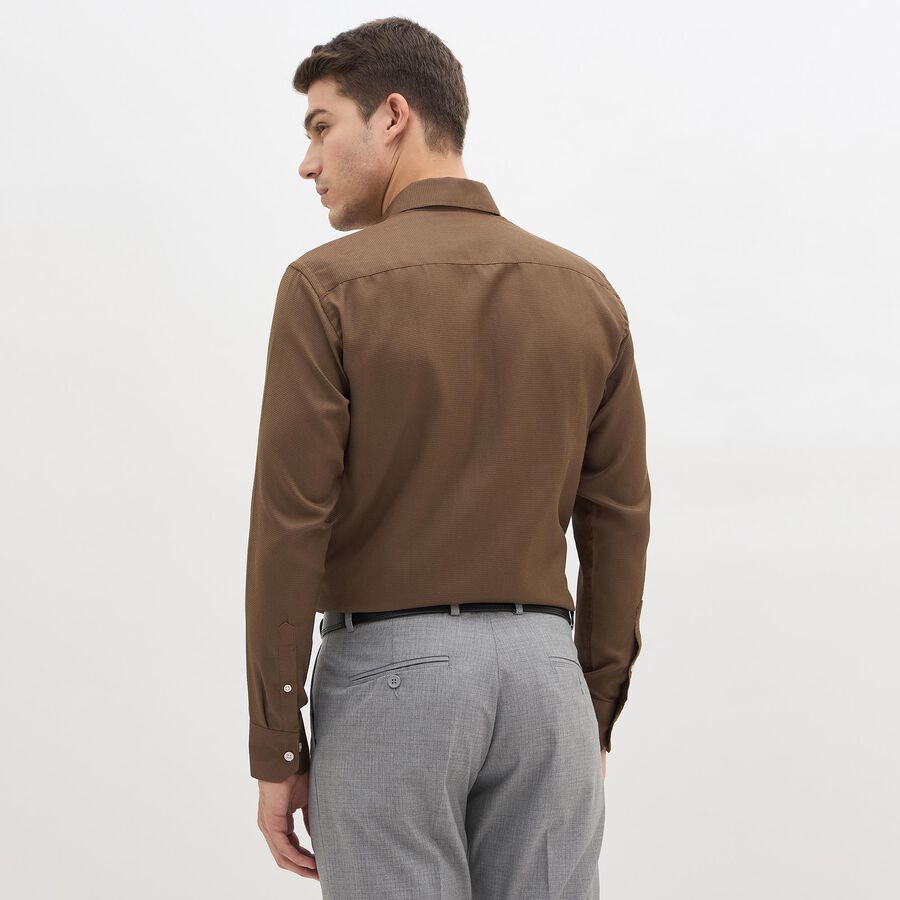 Men's Rich Chocolate Brown Full Sleeve Classic Formal Shirt, भूरा, large
