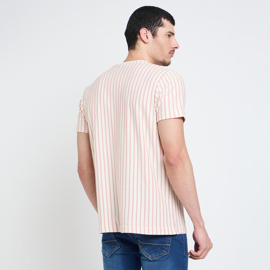 Men's Round Neck Half Sleeves T-Shirt, Light Pink, large