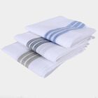 Men's White Striped Border Pack of 3 Handkerchief, White, small