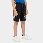 Boys' Black Regular Fit Graphic Print Bermuda Shorts, काला, small