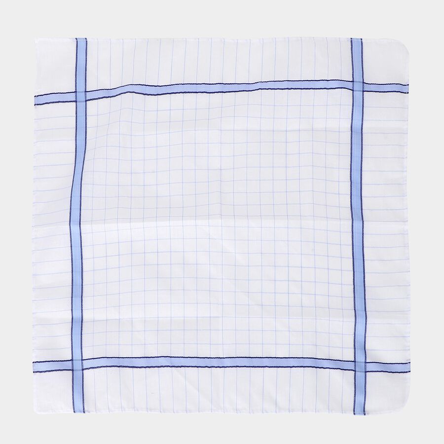 Men White Assorted Printed Pack of 3 Handkerchief, हल्का नीला, large