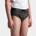 Boys Grey Regular Fit Solid Briefs, गहरा ग्रे, small