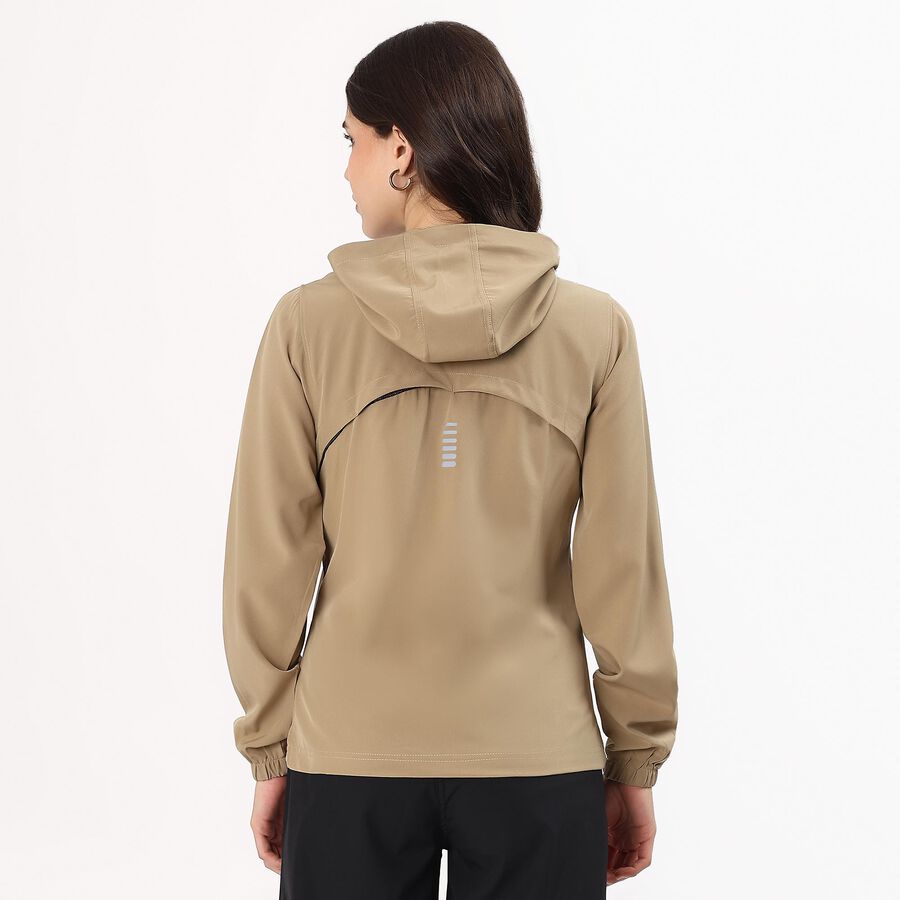 Women's Muted Beige Hooded Casual Jacket, Beige, large image number null