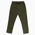 Boys' Olive Green Straight Fit Elastic Waist Trousers, ओलिव, small image number null
