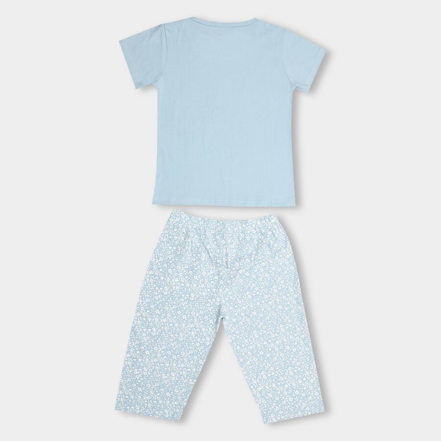 Girls' 100% Cotton Capri Set, हल्का नीला, large image number null