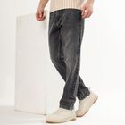 Men's Washed Black Straight Fit Jeans, हल्का ग्रे, small image number null