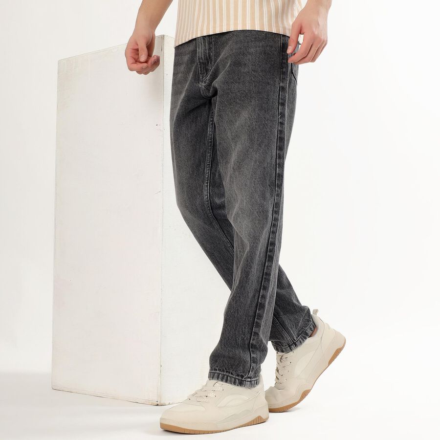 Men's Washed Black Straight Fit Jeans, हल्का ग्रे, large image number null