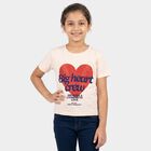 Girls Pink Round Neck Regular T-Shirt, हल्का गुलाबी, small