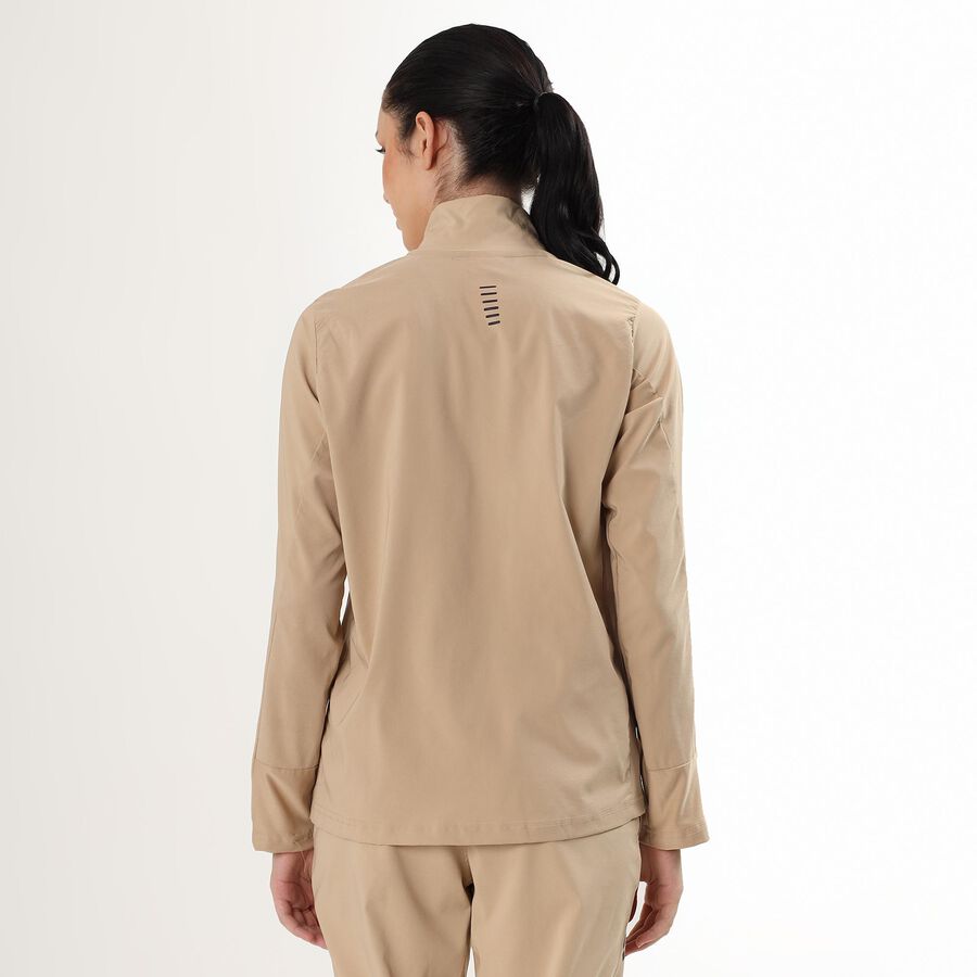 Women's Light Beige High Neck Sportswear Jacket, Beige, large image number null