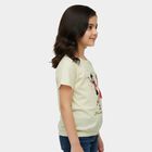 Girls Yellow Cotton Round Neck Casual T-Shirt, पीला, small