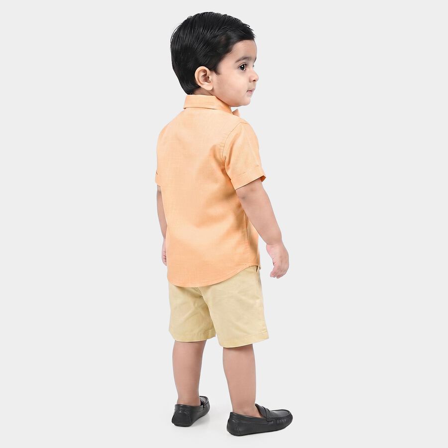 Infants' Peach 100% Cotton Collar Neck Textured Baba Suit, Peach, large