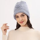 Women's Light Lavender Knitted Beanie Cap, Dark Grey, small image number null
