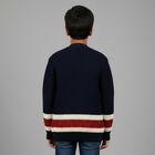 Boys Deep Midnight Navy Blue V-Neck Casual Pullover, Navy Blue, small image number null
