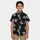 Boys Black Cotton Half Sleeve Classic Casual Shirt, Black, small