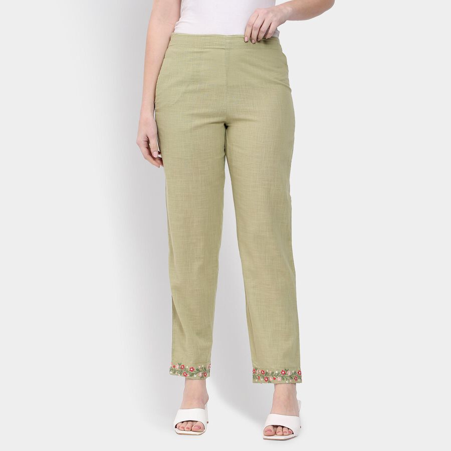 Ladies' 100% Cotton Palazzos, हल्का हरा, large image number null