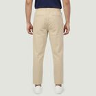 Men's Beige Slim Fit Casual Trousers, गहरा पीला, small
