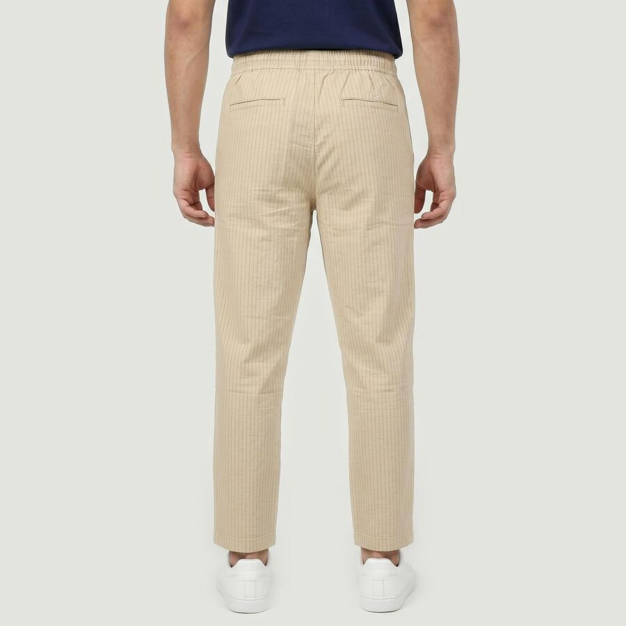Men's Beige Slim Fit Casual Trousers, गहरा पीला, large